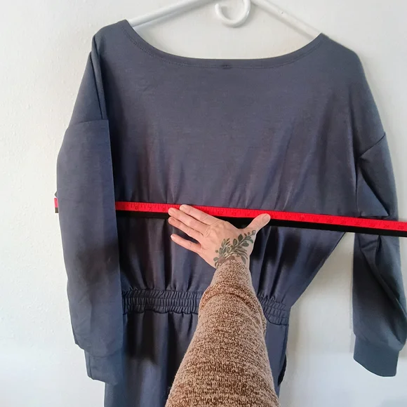 Serra Gray Lounge Jumpsuit Wide Leg Tie Waist Soft Knit Size Medium - Picture 11 of 12